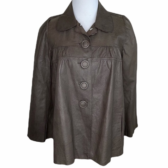 A Common Thread Anthropologie Brown Leather Jacket S - Picture 1 of 17